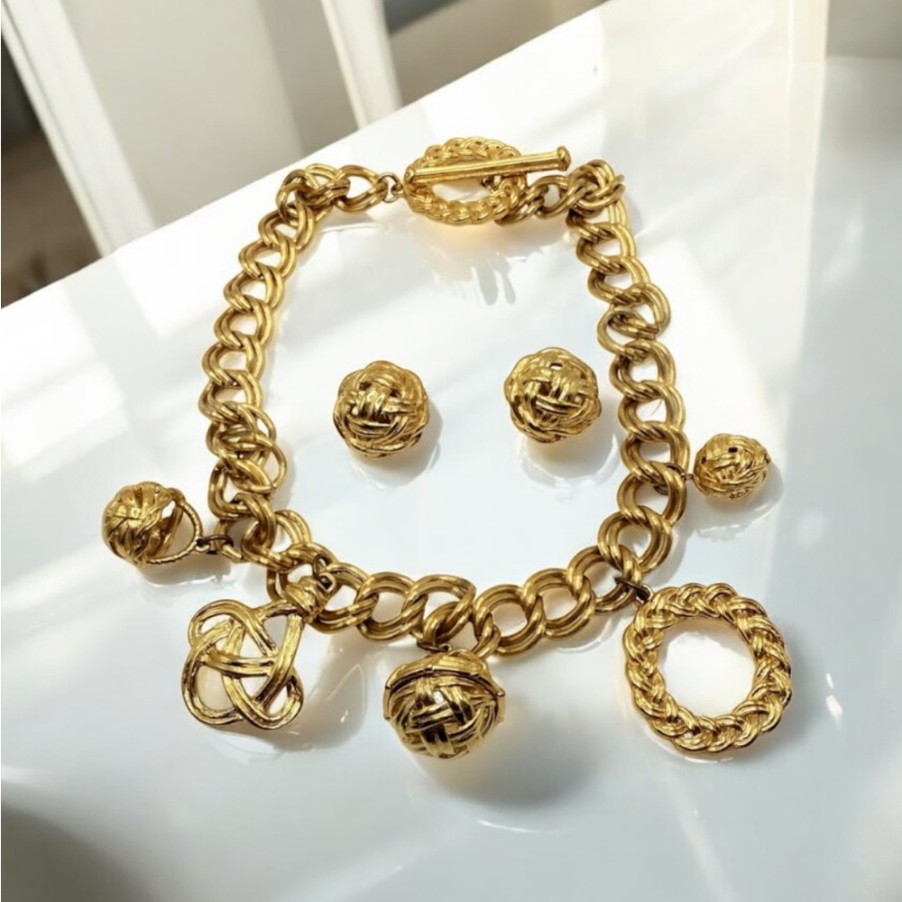 Givenchy 5 charm necklace and matching earrings